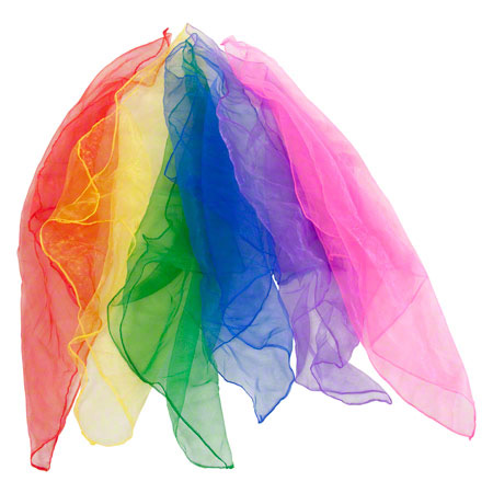 Jongliertuch - Jongliertuch-Set: 65x60 cm, je 1x blau, gr&uuml;n, rot, gelb, pink, violett