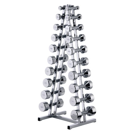 Hantelständer - Chrom-Hantelständer mit 10 Paar Hanteln, 1-10 kg, LxBxH 45x40x121 cm