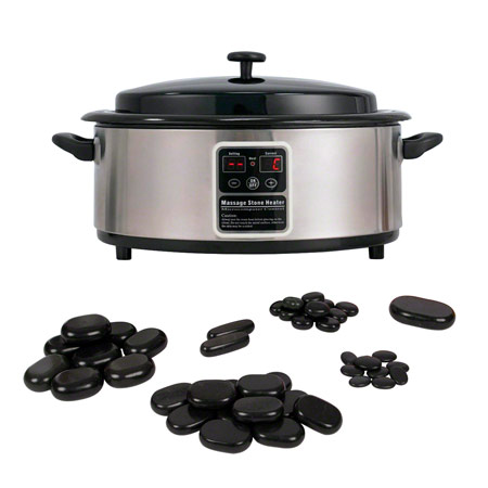 Hot Stone Erwärmer - Hot Stone Set klein inkl. Wärmegerät und 54 Steinen