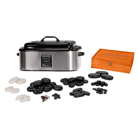 Hot Stone - Hot Stone Set groß inkl. Wärmegerät und 76 Steinen