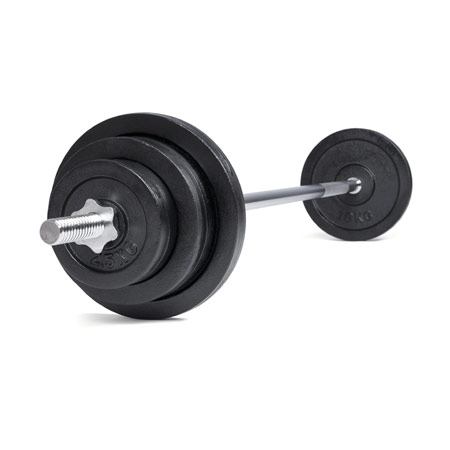 Krafttraining - Langhantel-Set mit Scheiben, 60 kg, 2x 10 kg, 4x 5 kg, 4x 2,5 kg