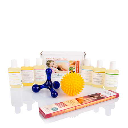 Igelbälle - Wellness-Set: Massageöle + Jacknobber II + Igel-Ball + Ohrkerzen