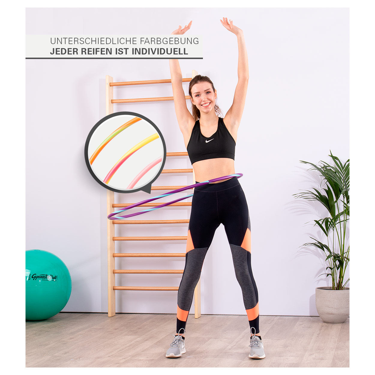 Cerceau Hula Hoop Relaxdays 95 Cm - 900 G - Pour Fitness, Perte De Poids - Lila/gris - 5