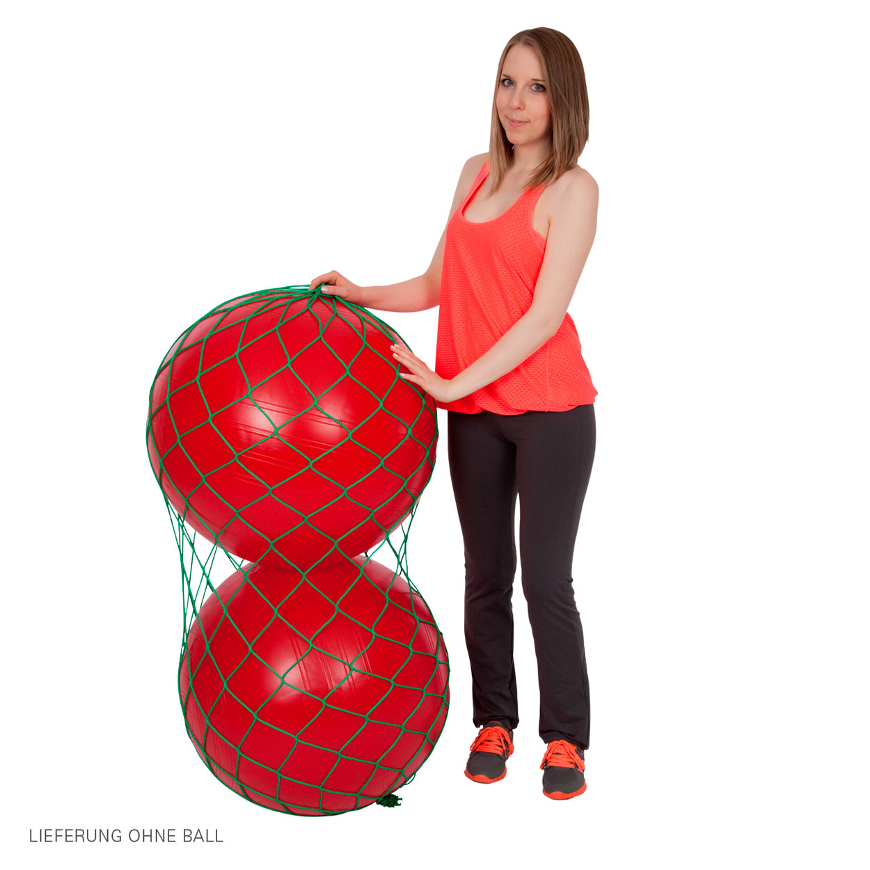 Ballnetz für 2 Gymnastikbälle Aufbewahrungshilfe Transporttasche Aufhängung GRÜN