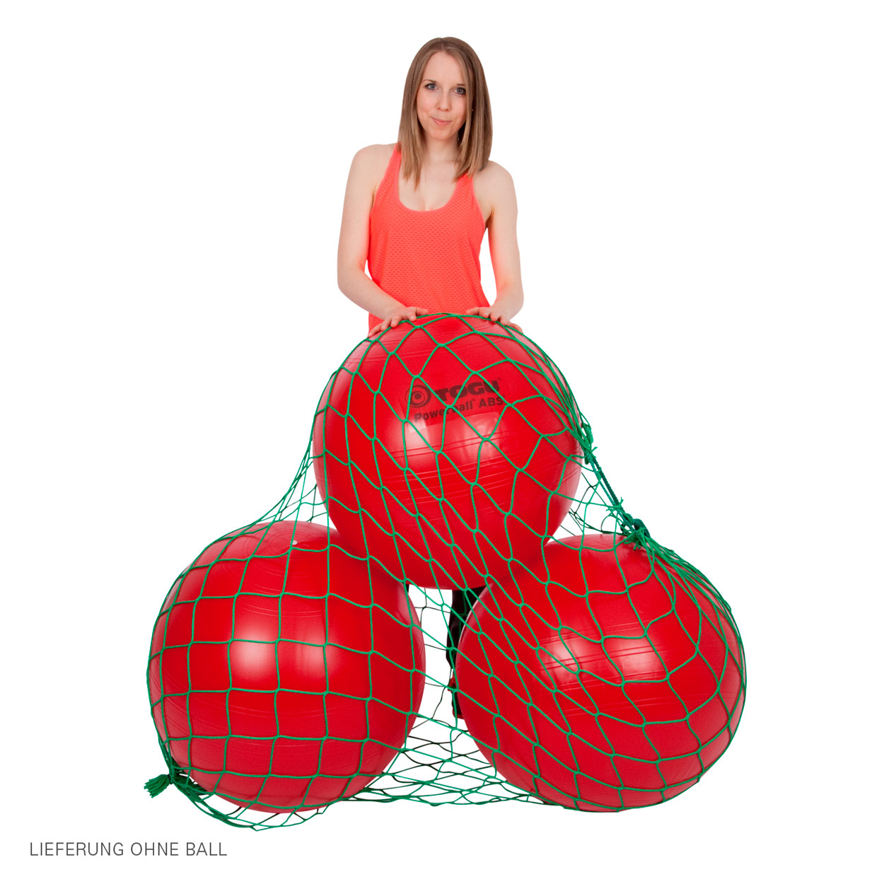 Ballnetz für 3 Gymnastikbälle Aufbewahrungshilfe Transporttasche Aufhängung GRÜN