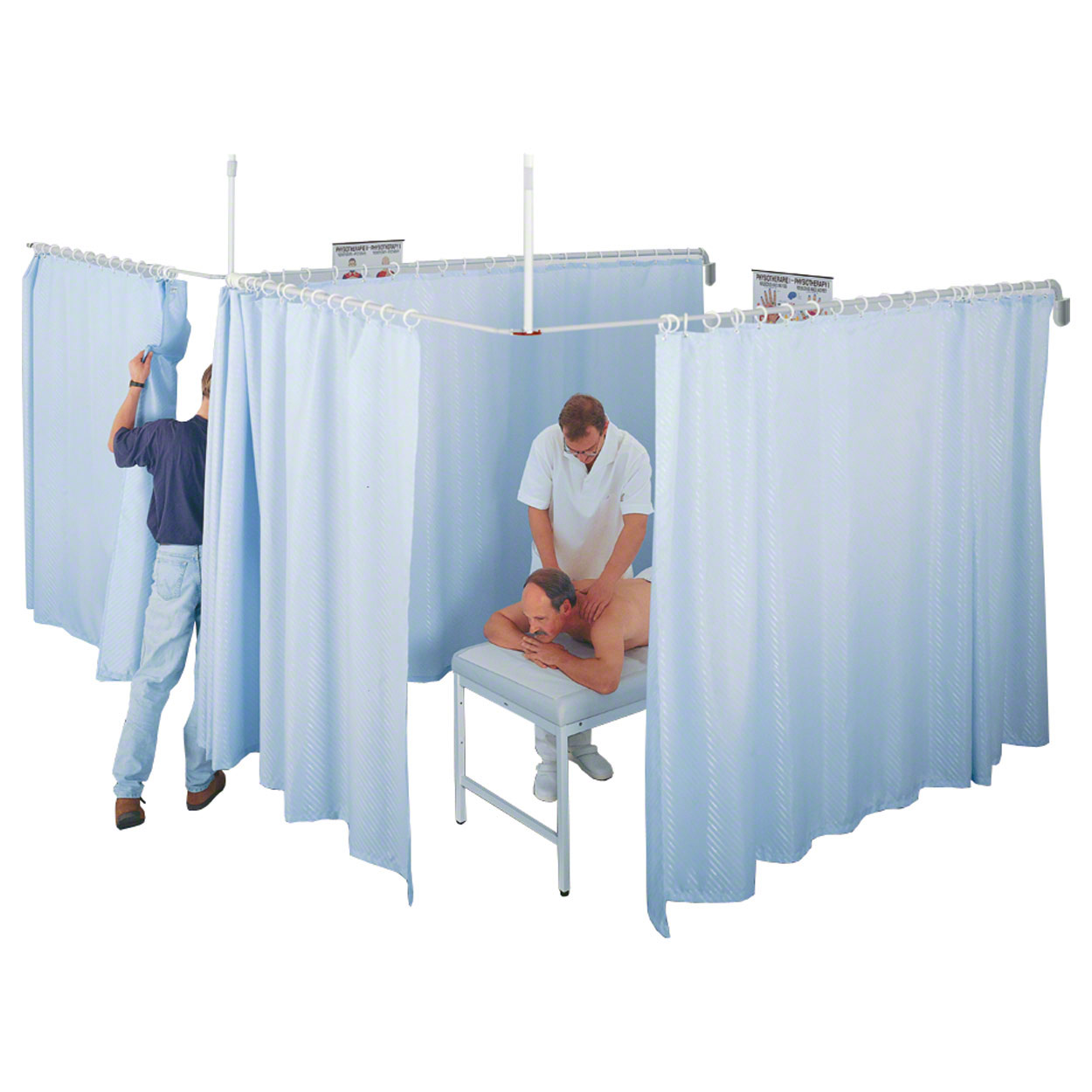 Teleskop Kabine Praxis Therapie kurzer Schenkel im Wandhalter 220x280 cm