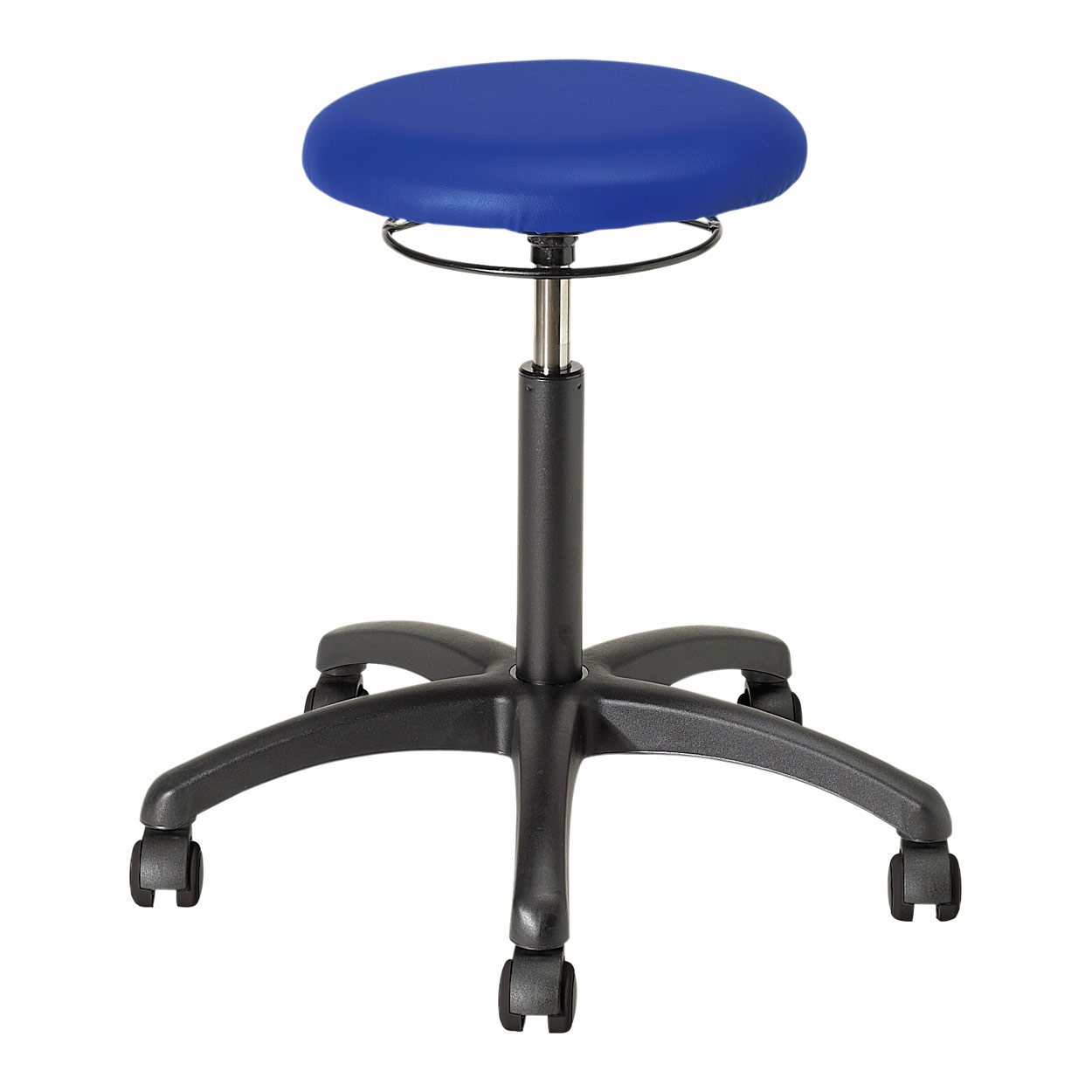 Drehhocker Standard mit Polster und Rollen<br> Blau