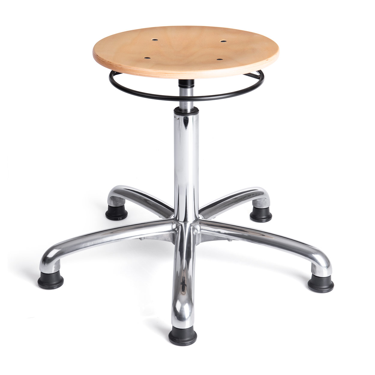 Drehhocker Exklusiv mit Holz-Sitzfläche und Gleitern<br> Rollhocker Arbeitshocker