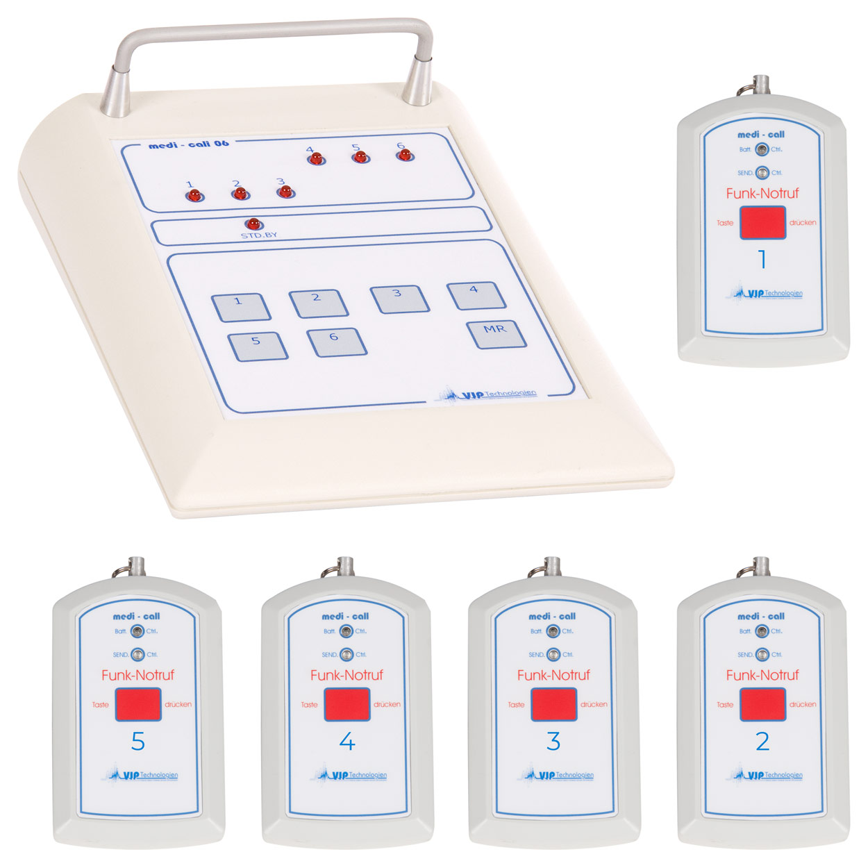 Notrufanlage Empfangseinheit medi-call 06<br> 6 Kanäle inkl. 5 Sender