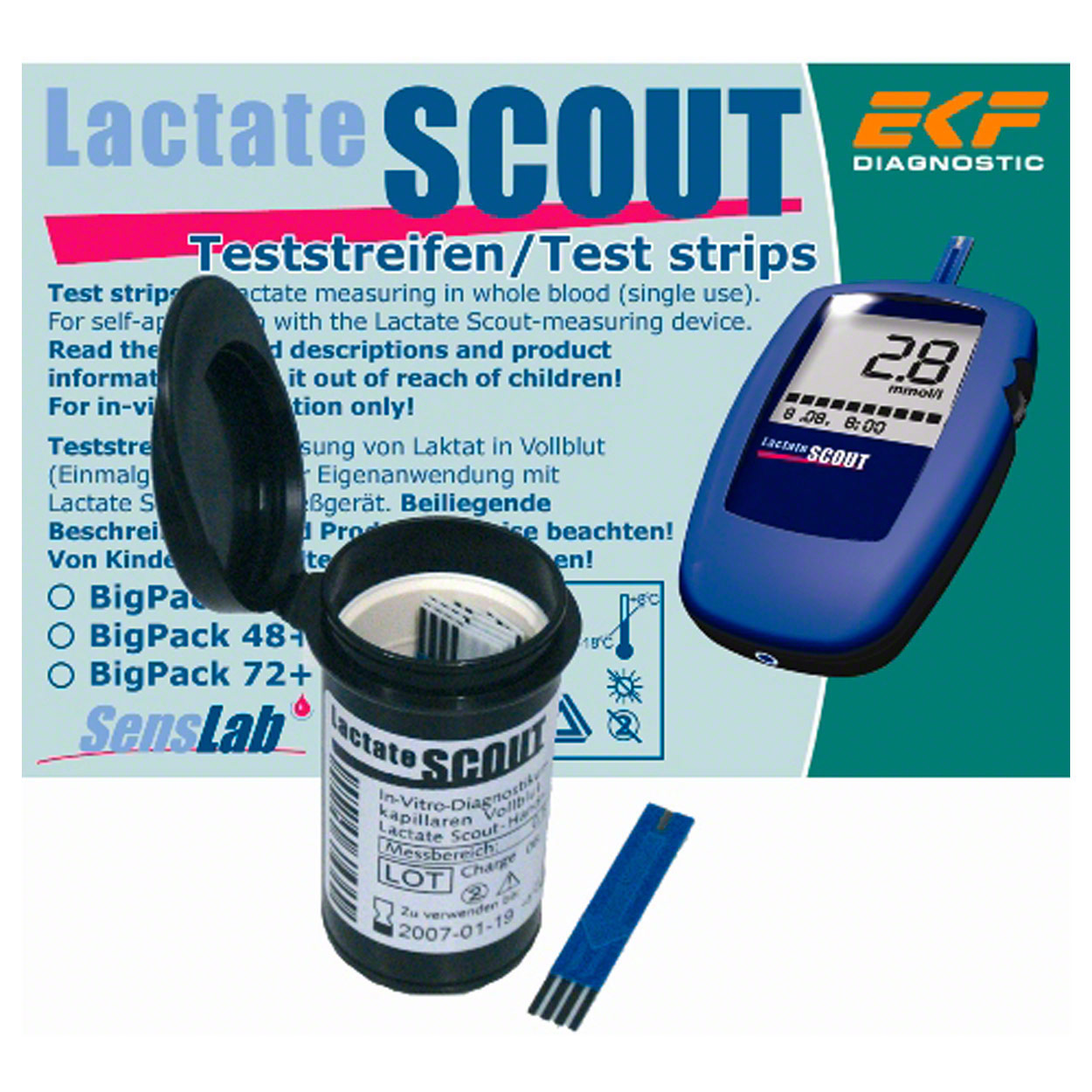 48 Teststreifen in der Spenderbox für Lactate Scout jetzt kaufen SportTec