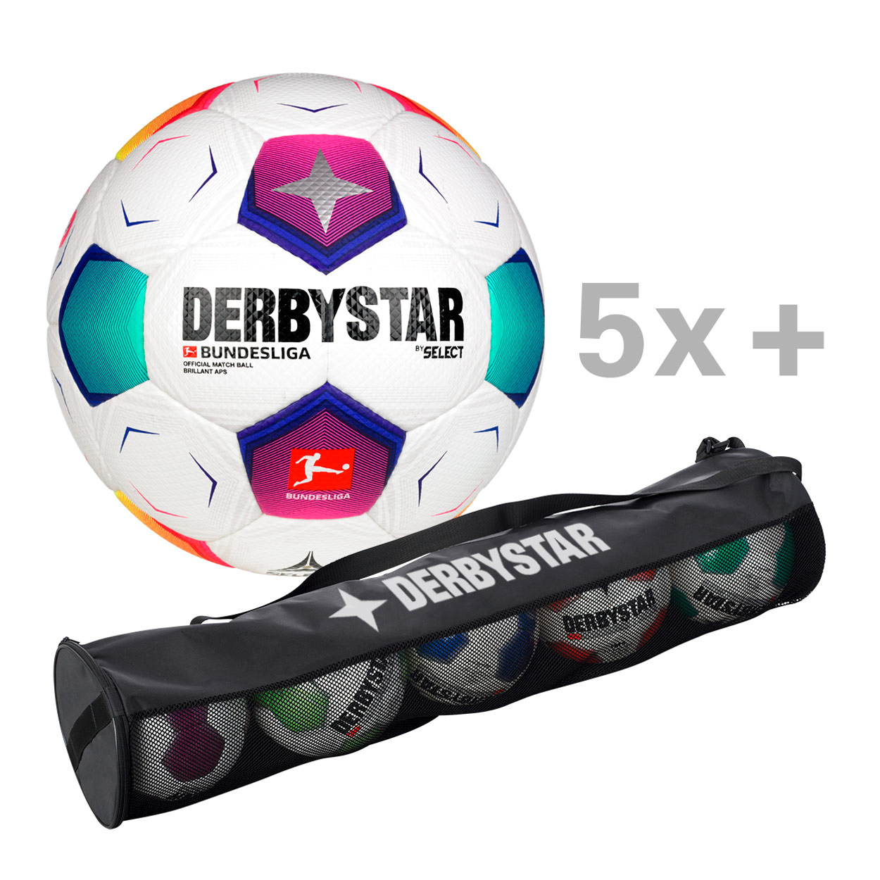Derbystar Fußbälle-Set, 5x Bundesliga Brillant APS v23, Größe 5, inkl.  Ballschlauch günstig online kaufen | Sport-Tec