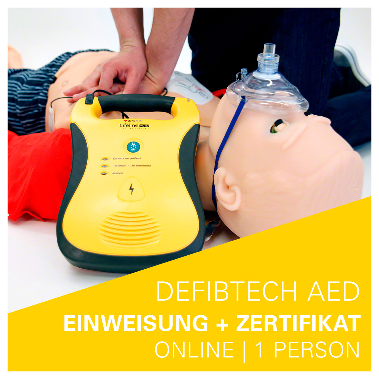 Interaktive AED Online Einweisung mit Zertifikat, 1 Person