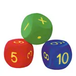 VOLLEY Schaumstoff-Lernwrfel 3-tlg. Set, 16x16x16 cm, Zahlen und Rechenzeichen