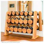 Abbildung zeigt NOHRD DumbBells Hantelset, 18 Hanteln 5 - 25 kg inkl. Ablage, Kirsche