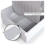 Abbildung zeigt Karteitrog aus Kunststoff f�r max. 1300 Karteikarten, DIN A5 quer