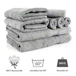 Abbildung zeigt Handtuch Set 8-tlg., 4 Stck 30x30 cm, 2 Stck 140x70 cm und 2 Stck 100x50 cm