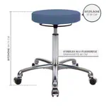 Abbildung zeigt Drehhocker Exklusiv mit Komfort-Polster und Rollen