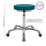 Abbildung zeigt Drehhocker Exklusiv mit Komfort-Polster und Rollen