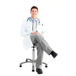 Abbildung zeigt Drehhocker Exklusiv mit Komfort-Polster und Gleitern