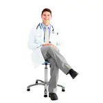 Abbildung zeigt Drehhocker Exklusiv mit Komfort-Polster und Gleitern