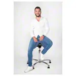 Abbildung zeigt Sattelhocker mit Polster, Exklusiv mit Gleitern