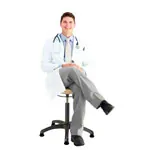 Abbildung zeigt Drehhocker Standard mit Polster und Gleitern