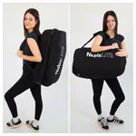 Abbildung zeigt NUBIS Lite S aufblasbare Massageliege + Pumpe und Transporttasche