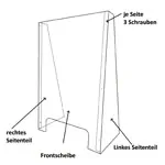 Hygiene Schutzwand aus Acrylglas 58x86x30 cm, mit Durchreiche 40x11 cm