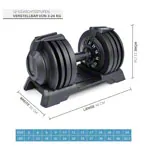 Abbildung zeigt Sport-Tec verstellbare Kurzhantel, 3-24 kg