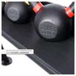 Abbildung zeigt Sport-Tec Kettlebell-Set Powdercoated, 12 Kettlebells 2-32 kg, inkl. Ablage