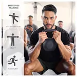 Abbildung zeigt Sport-Tec Kettlebell-Set Powdercoated, 12 Kettlebells 2-32 kg, inkl. Ablage