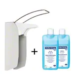 Desinfektionsmittelspender-Set Eurospender 1 mit Armhebel, inkl. 2x Sterillium Gel Pure 1 l