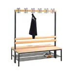 Produktbild: Doppelseitige Garderobenbank mit Schuhrost, 12 Haken, HxBxT 165x150x75,6 cm