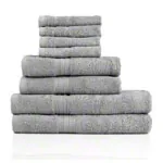 Abbildung zeigt Handtuch Set 8-tlg., 4 Stck 30x30 cm, 2 Stck 140x70 cm und 2 Stck 100x50 cm