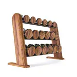 NOHRD DumbBells Hantelset, 18 Hanteln 5 - 25 kg inkl. Ablage, Nussbaum