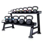 Sport-Tec Kettlebell-Set Powdercoated, 12 Kettlebells 2-32 kg, inkl. Ablage