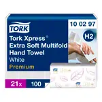 Tork Xpress� Premium Extra Soft H2 Interfold Papierhandt�cher, 2-lagig, LxB 34x21,2cm, 21x100 St�ck