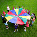 Schwungtuch mit Griffschlaufen<br> Tuch Spiel Kindergarten Schule Turnen