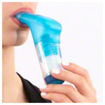 Abbildung zeigt Powerbreathe Plus Atemtrainer Fitness, blau
