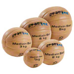 Medizinball-Set aus Leder 6-tlg., 1-5 kg inkl. Stnder