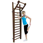 Abbildung zeigt NOHrD Sprossenwand Nussbaum, ausklappbar, 14 Sprossen, HxBxT 230x80x13 cm