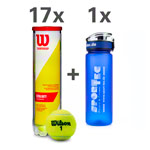 17x Wilson Tennisball CHAMPIONSHIP EXTRA DUTY 4er-Dose, inkl. Trinkflasche