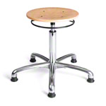 Drehhocker Exklusiv mit Holz-Sitzfläche und Gleitern<br> Rollhocker Arbeitshocker