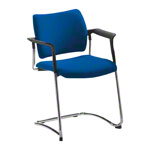 Freischwinger mit Polster + Armlehne Schwingstuhl Besucherstuhl Konferenzstuhl<br> Blau