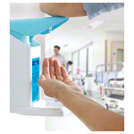 Abbildung zeigt Desinfektionsmittelspender-Set Eurospender Safety plus, + Pumpe + 2x Sterillium 500 ml