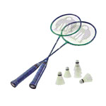 Produktbild: Badminton-Set Standard, 2 Schläger 66 cm + 6 Federbälle