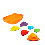 Gonge Spielkreisel Mini Top, orange + Fluss-Steine, 3x gro + 3x klein, Set 7-tlg.