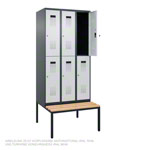 Spindschrank mit Bank und 3 Abteilen, Abteilbreite 30 cm