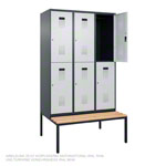 Spindschrank mit Bank und 3 Abteilen, Abteilbreite 40 cm