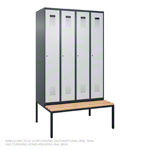 Spindschrank mit Bank und 4 Abteilen a 30 cm